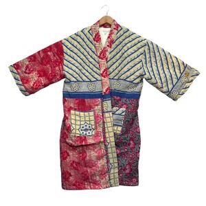 Earthbound Trading Co Quilted Jacket Women Japanese India Floral Cotton S/M